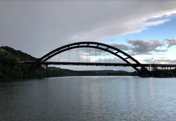 suspension bridge across river