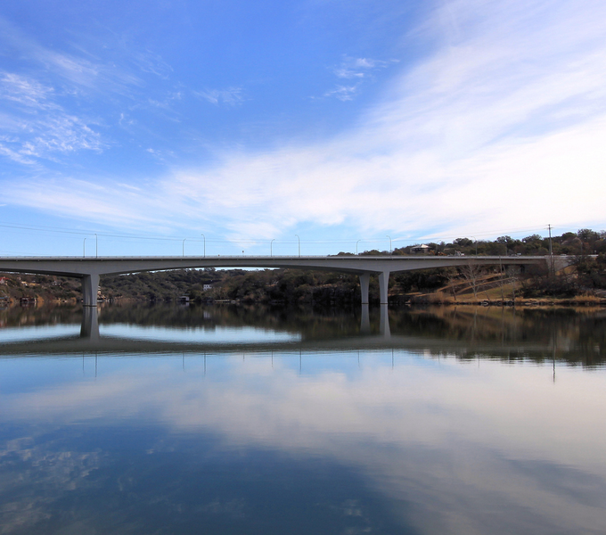 flat bridge across river