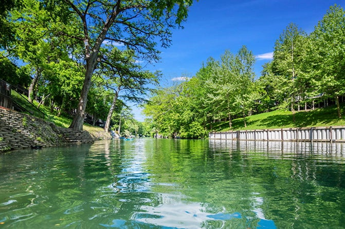 rive with forest on either side.