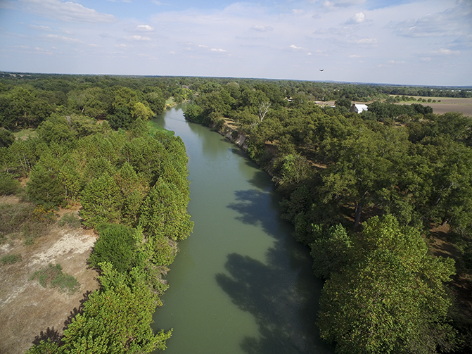 arial image of river in forest