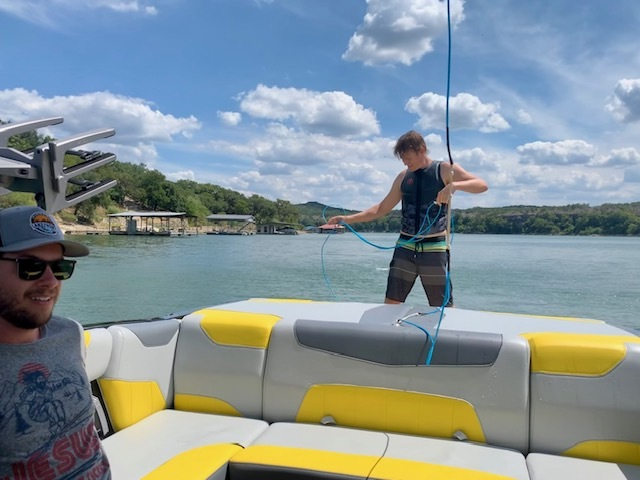 two people on a boat